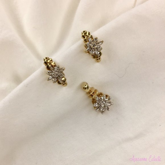 Diamond Flower/Starburst Earrings & Pendant Set - 10k - Picture 1 of 8